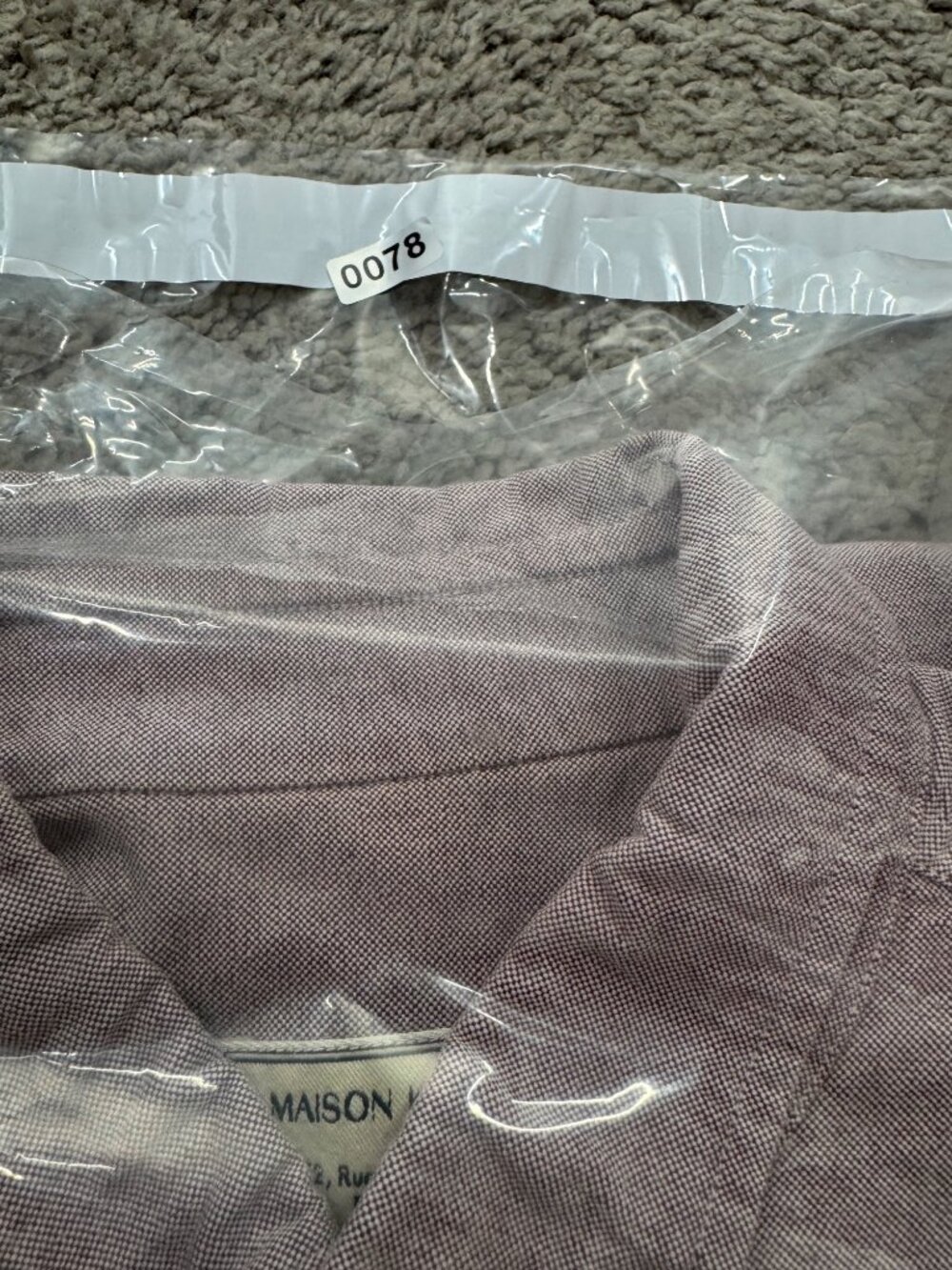 Maison Kitsune Mens Shirt Button Down Size 40 Purple Long Sleeve - Picture 8 of 8